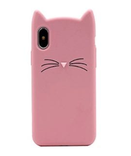 Pink cat silicone phone case